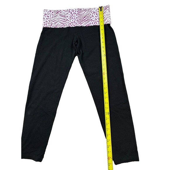 Victoria's Secret PINK Fold Over Capri Yoga Pants Bling Leopard Cheetah Large - Picture 4 of 8